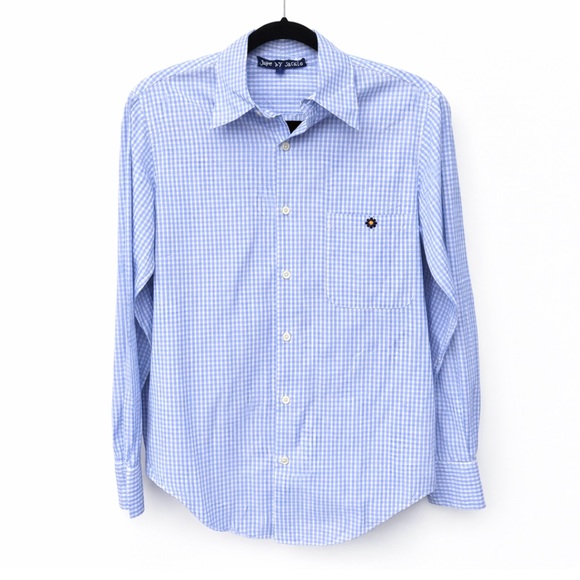 jupe by jackie Tops - Jupe by Jackie Button Down Blouse Gingham Check Long Sleeve Shirt Cotton
